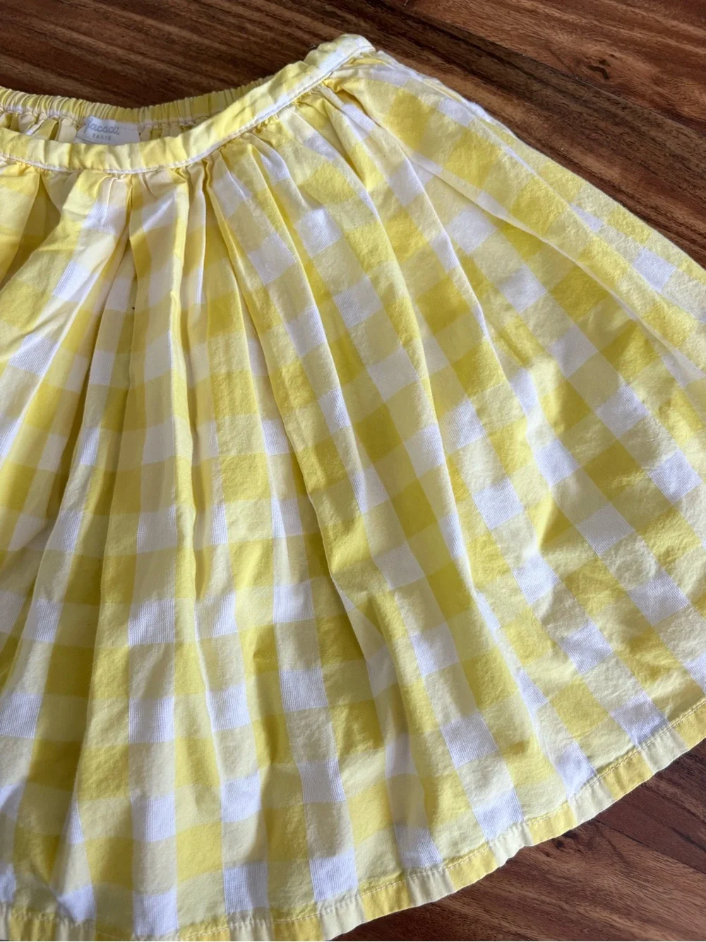 Jacadi Paris Little Girls Yellow Cotton Gingham Twirl Skirt 6 Years 6x
